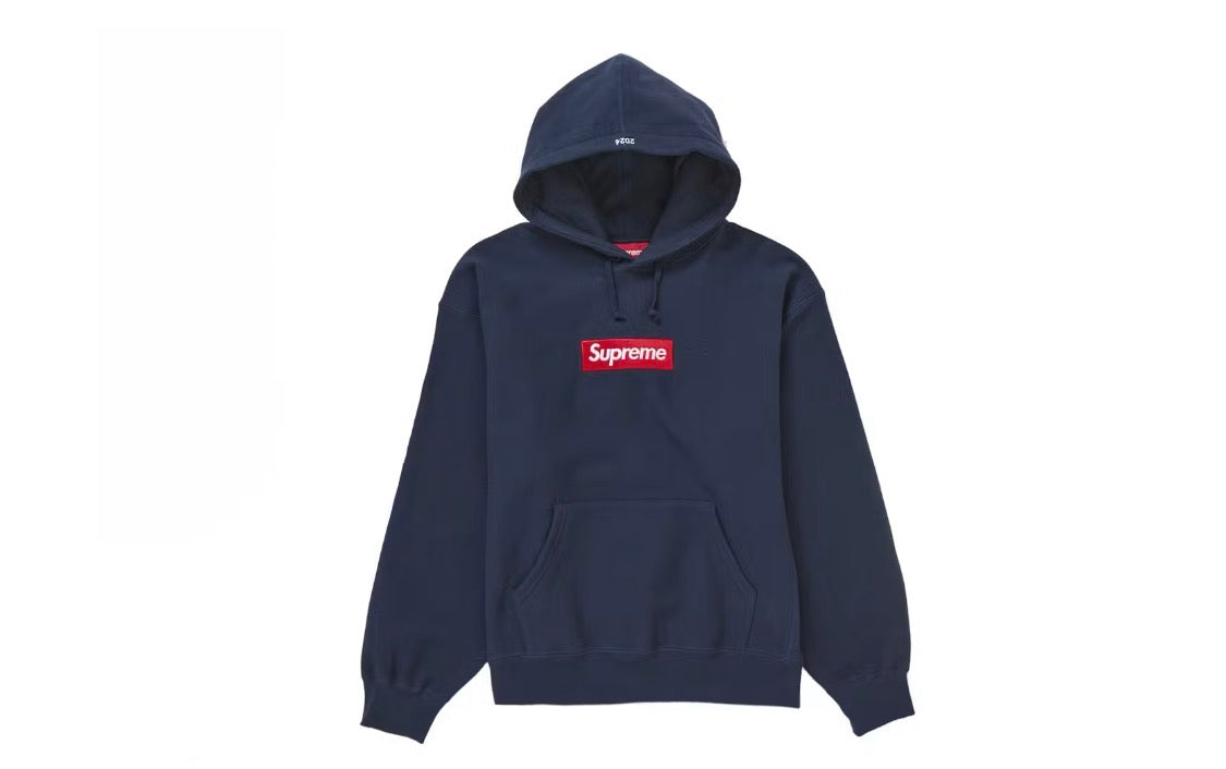 Supreme Box Logo Hooded Sweatshirt Navy/Red (FW24)