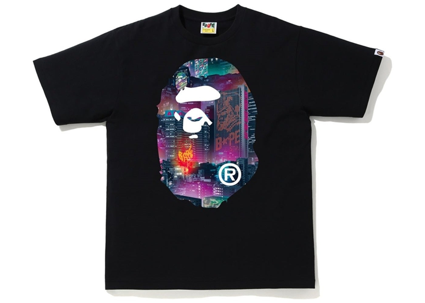 BAPE Neon Tokyo Big Ape Head Tee Black