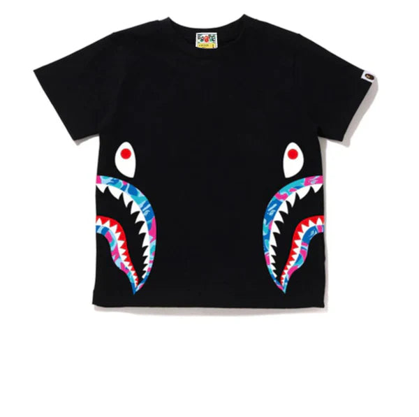 BAPE Marble Camo Side Shark Tee Black
