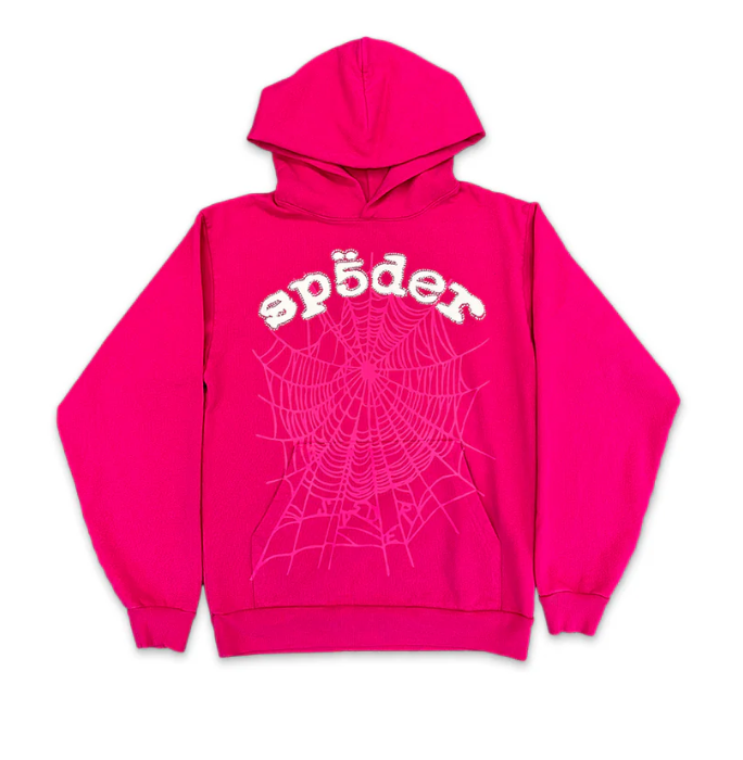 Sp5der Pink OG Web V2 Hoodie (White Text)