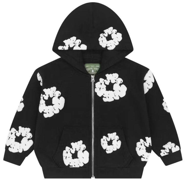 Denim Tears Kids Cotton Wreath Zip Hoodie Black
