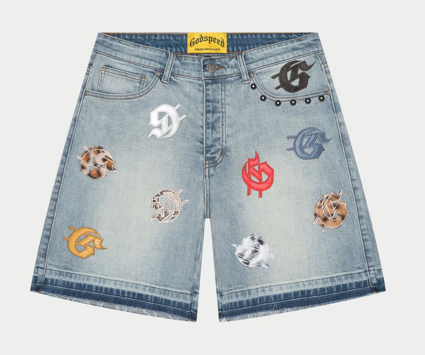 Godspeed patch denim Infinity Shorts blue