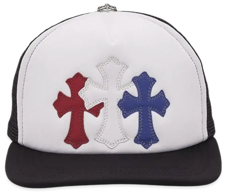 Chrome Hearts 3 Cross Patches Trucker "Black/White/Red/Blue"