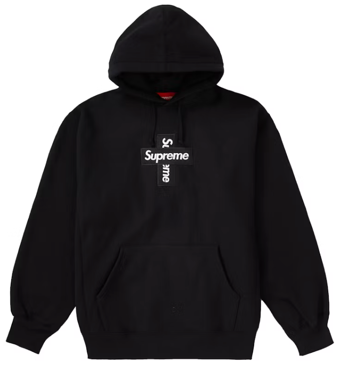Supreme Cross Box Logo Hooded Sweatshirt Black