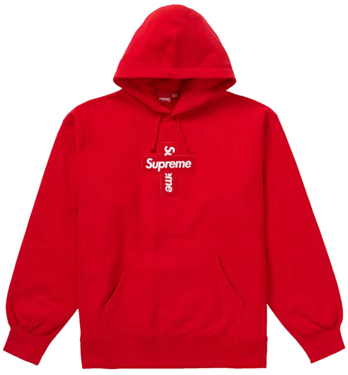 Supreme Cross Box Logo Hooded Sweatshirt Red