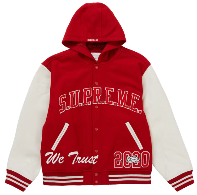 Supreme King Hooded Varsity Jacket Red