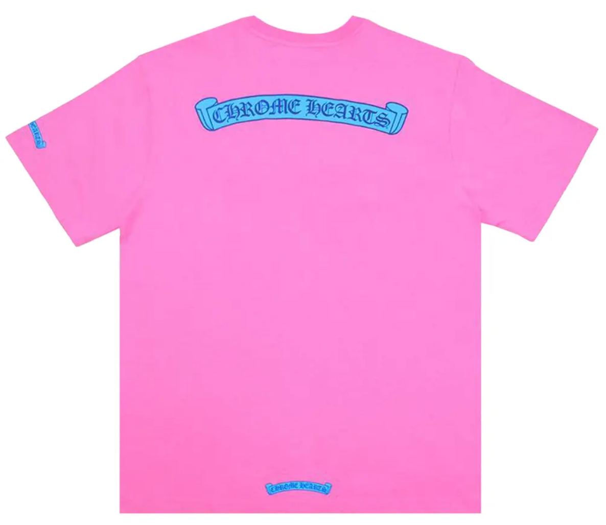 Chrome Hearts Scroll Logo Pocket Tee 'Pink/Blue'