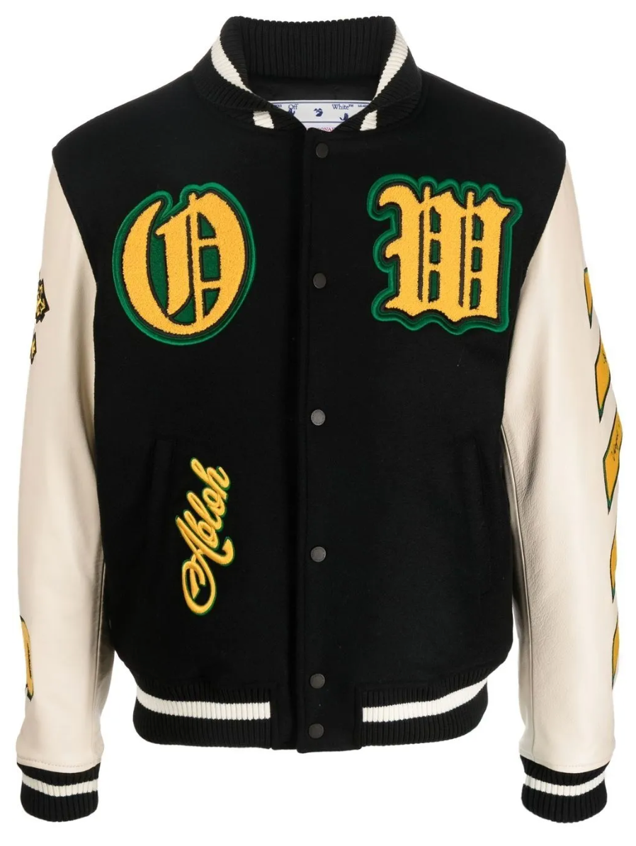 Off-White logo-patch varsity jacket