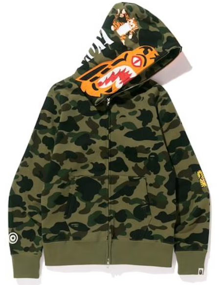 BAPE 1st Camo Tiger Full Zip Hoodie Green