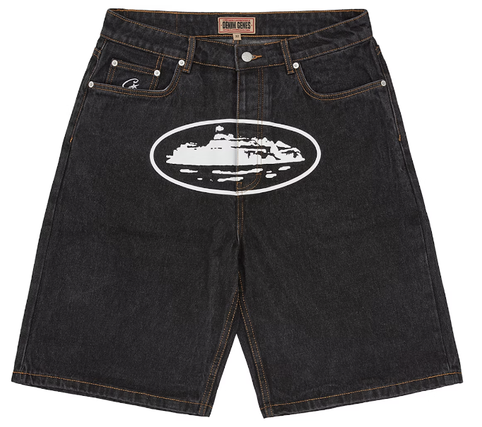 Corteiz Alcatraz Denim Shorts Washed Black