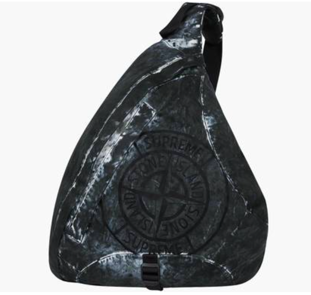 Supreme/stone Island Painted Camo Nylon Shoulder Bag Black