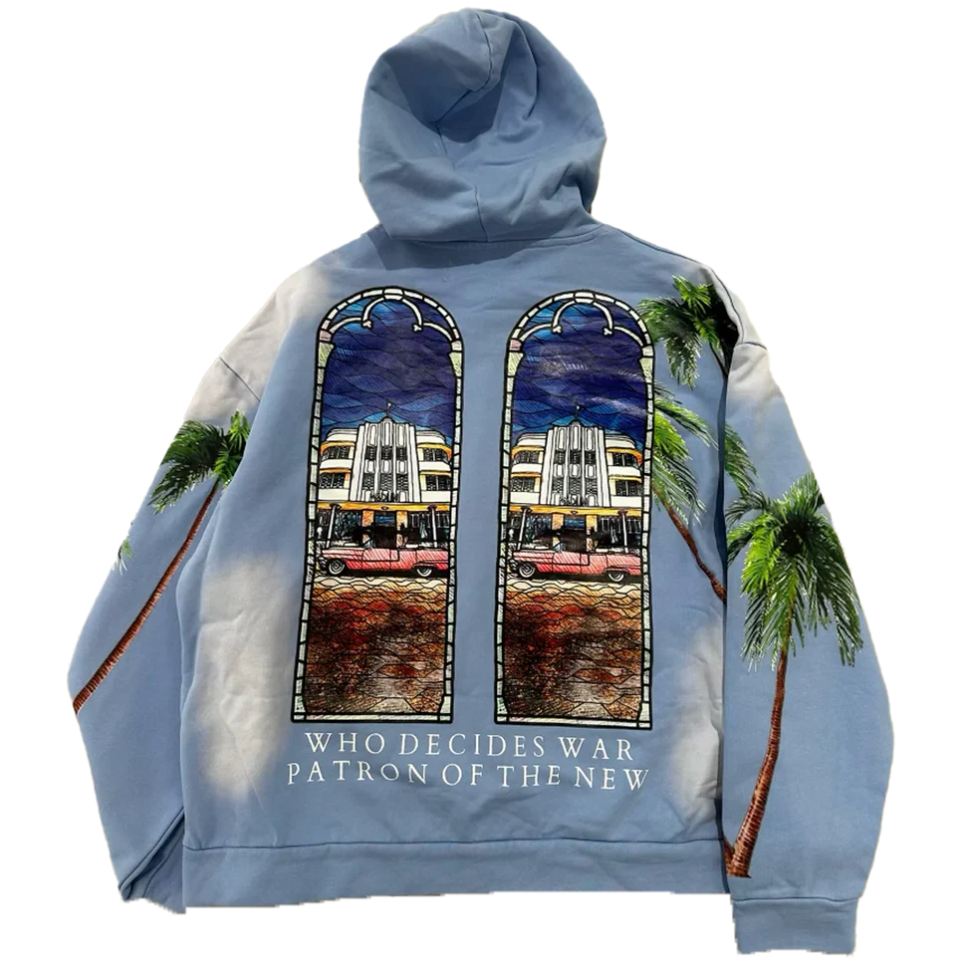 Who Decides War x Patron Of The New 002 Hooded Pullover Sky