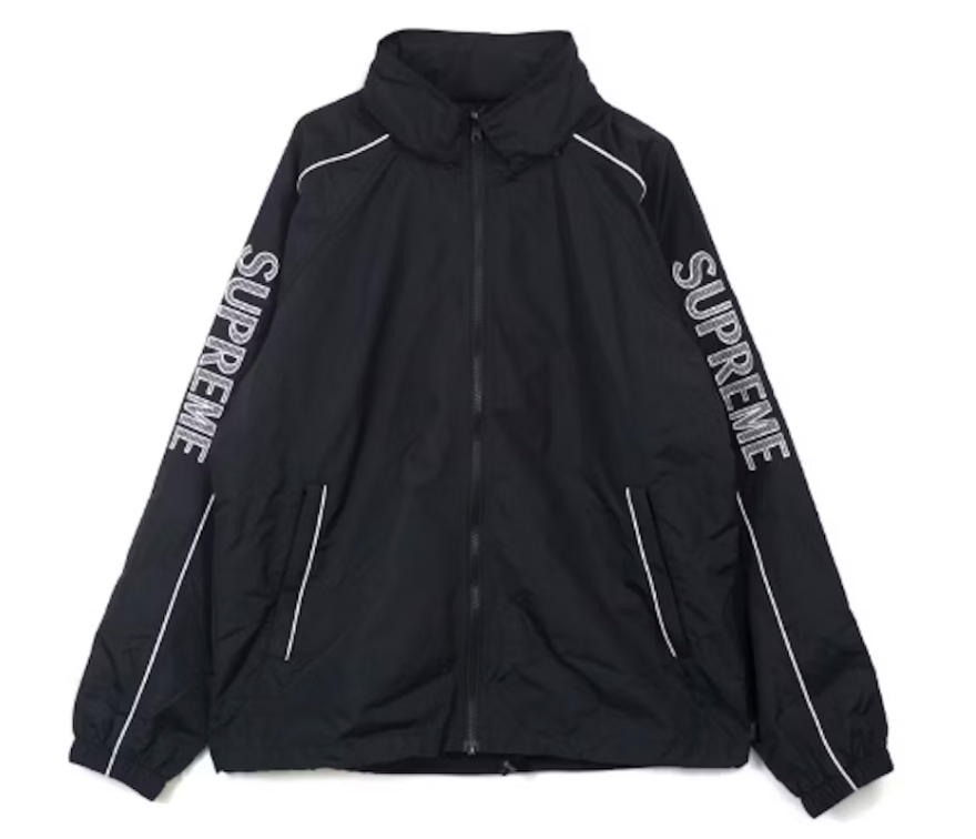 Supreme Striped Logo Windbreaker Black