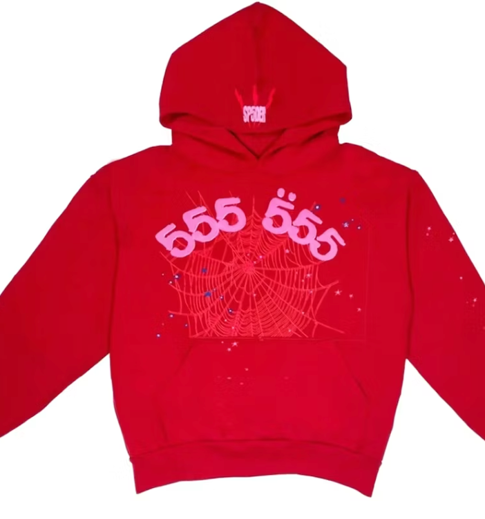 Sp5der Worldwide Red Angel Number 555 Hoodie Red