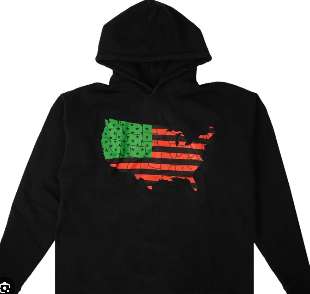 Vlone Flag Powder Hoodie Black