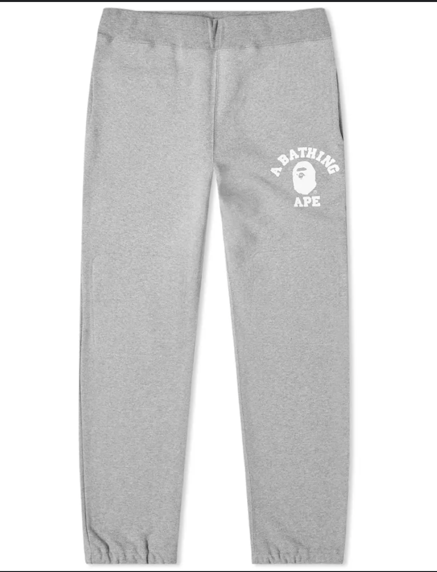 Bape College Wide Fit Sweatpants Grey