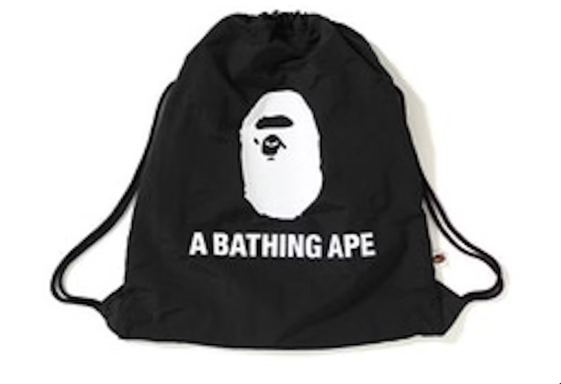 BAPE Bape Ape Head Draw String Bag Black/White