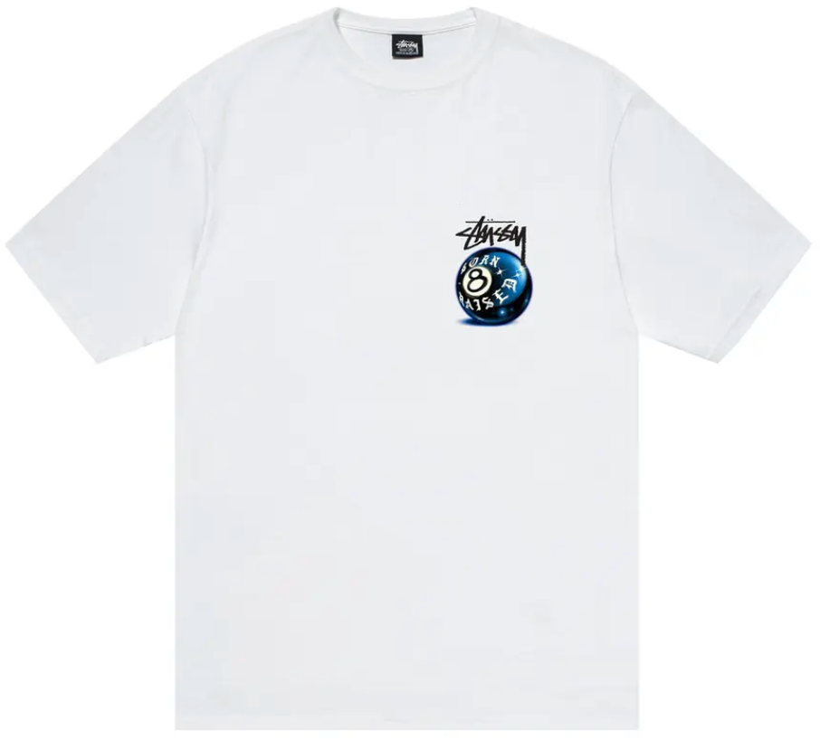 Stussy x Born X Raised 8 Ball Tee 'White'