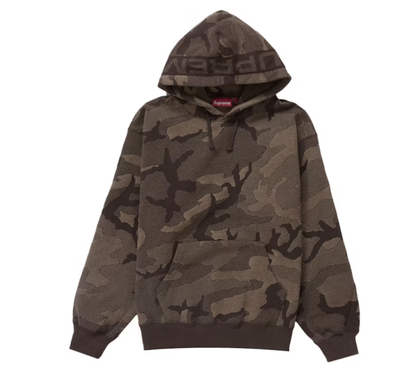 Supreme Jacquard Stripe Hooded Sweatshirt Brown Camo