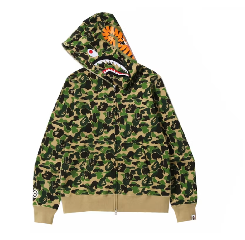 BAPE ABC Camo Shark Full Zip Hoodie Green