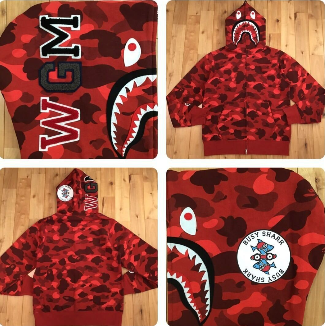 BAPE Color Camo Shark Full Zip Hoodie Red
