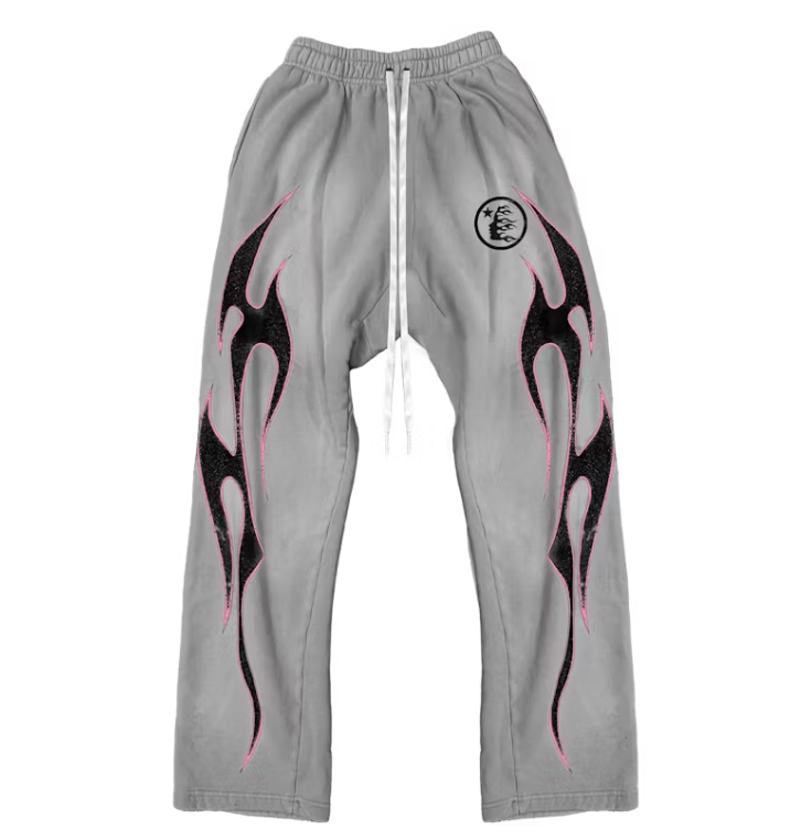 Hellstar Grey Future Flame Sweatpants Pink/Grey