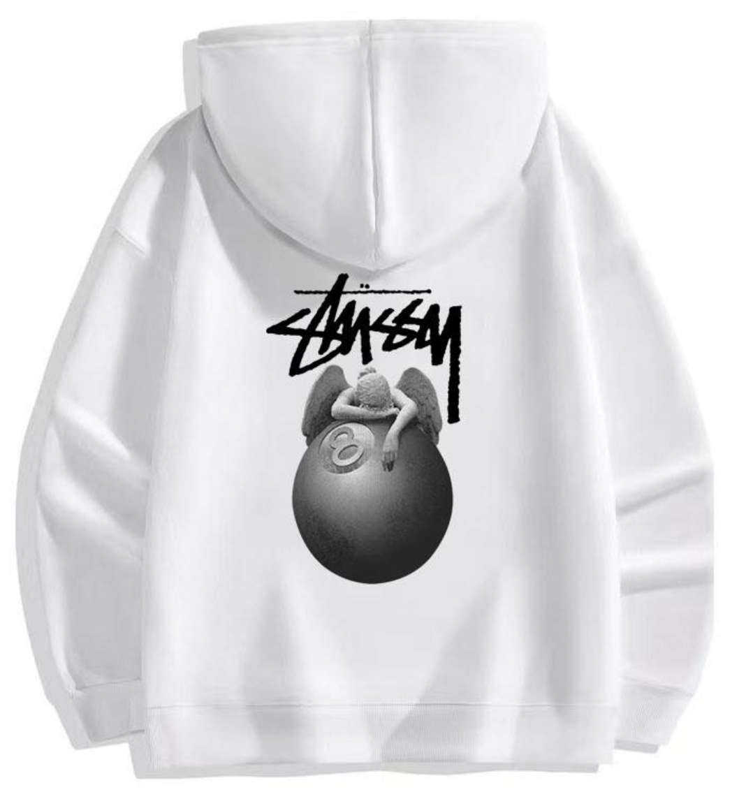 Stussy Angel 8 ball Hoodie White