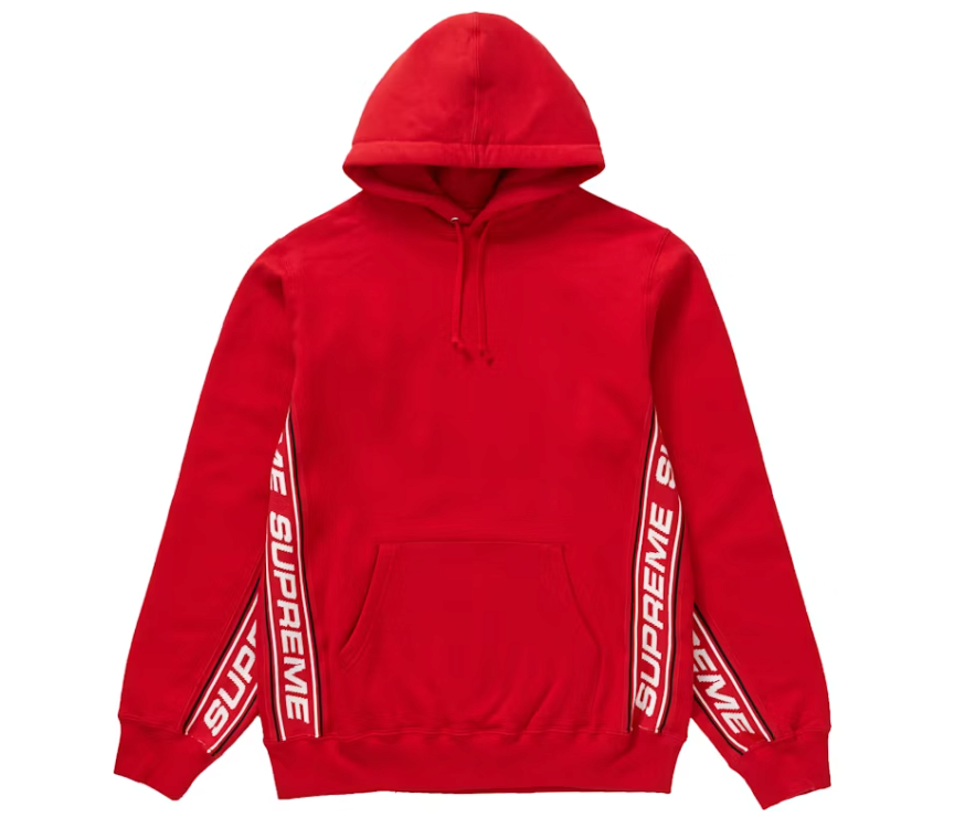 Supreme Text Rib Hooded Sweatshirt Red