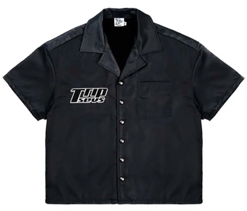 Triple Sevens Nylon Button Up Black