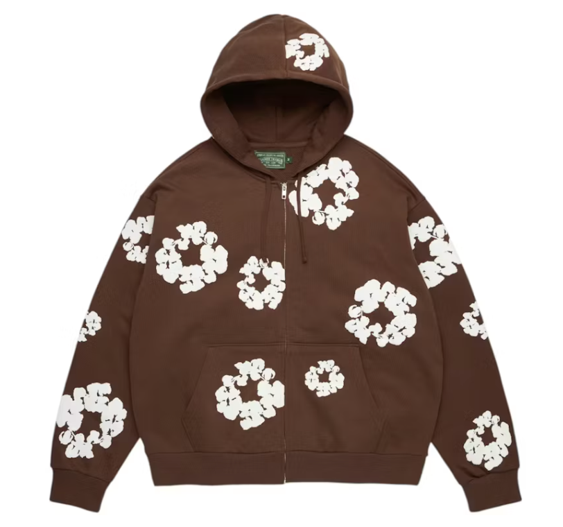 Denim Tears Cotton Wreath Zip Hoodie Dark Brown
