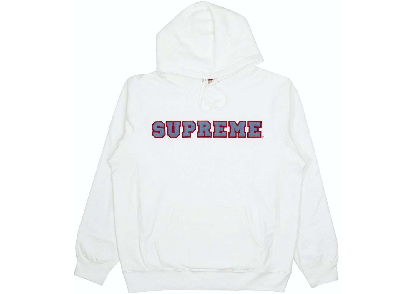 Supreme Cord Collegiate Logo Hooded Sweatshirt White