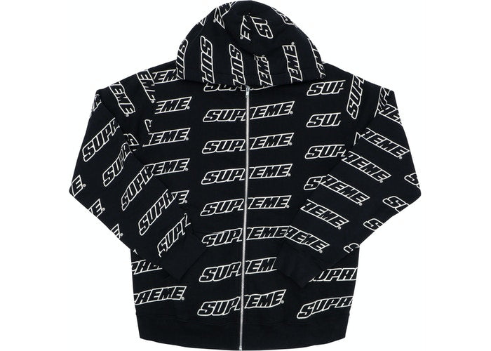 Supreme Repeat Zip Up Hooded Sweatshirt Black (Pre owned 9/10)