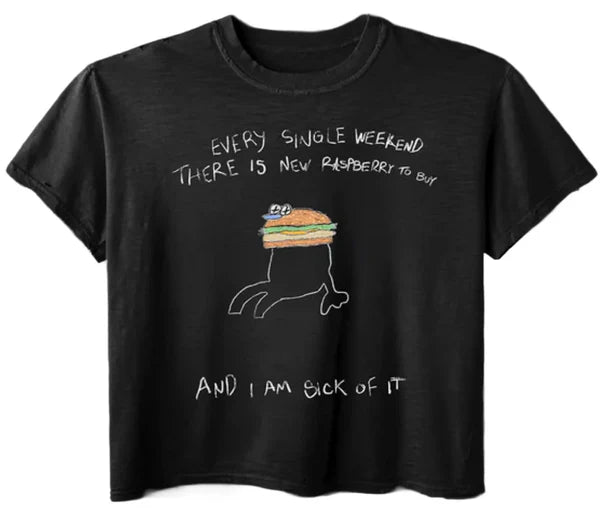 Raspberry Hulls Burger Tee Black