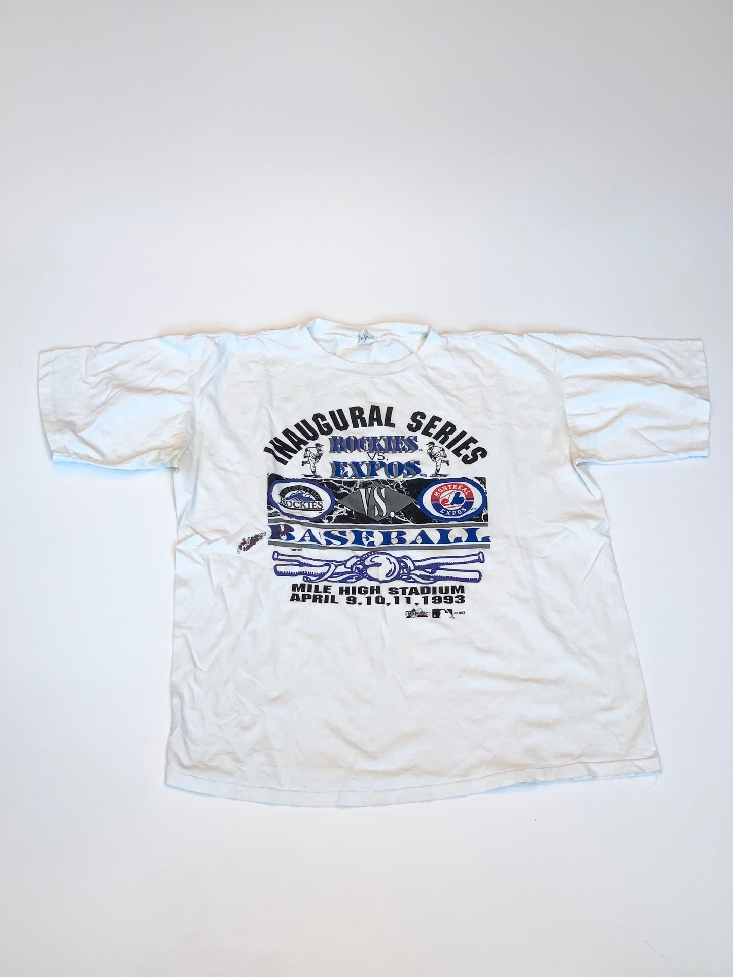 Vintage Rockies vs Expos Tee White