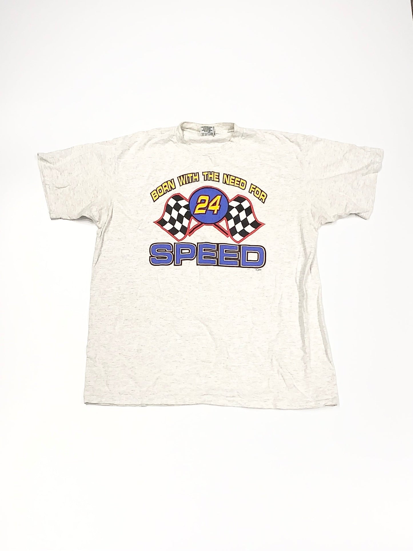 Vintage Born With The Need For Speed Nascar Tee Grey