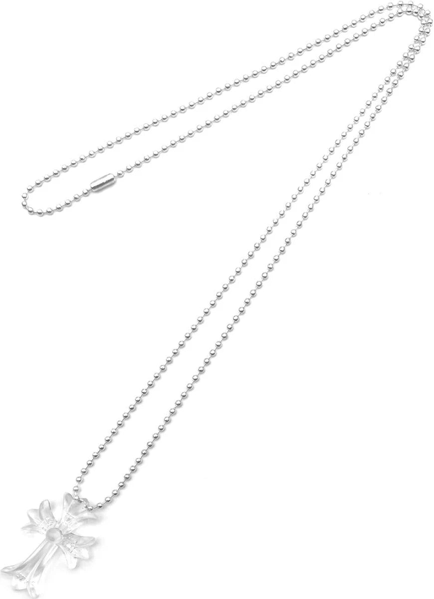 Chrome Hearts Black Glitter Resin Cross Pendant Necklace