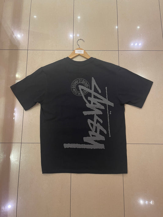 stussy t-shirt signature logo graphic black