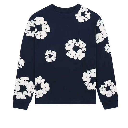 denim tears wreath long sleeve t-shirt navy
