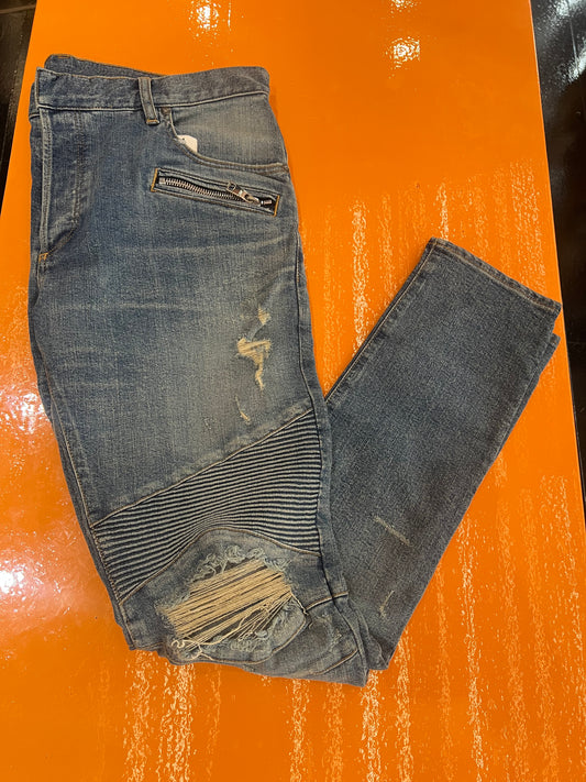 Brand New Balmain Biker Denim