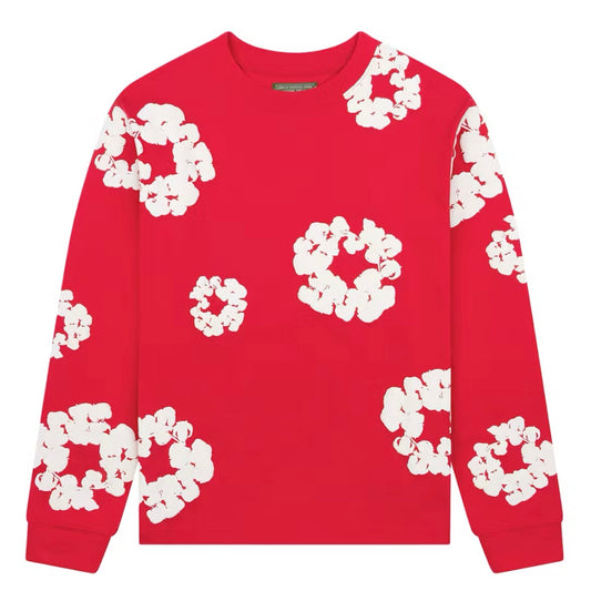 denim tears wreath long sleeve t-shirt red