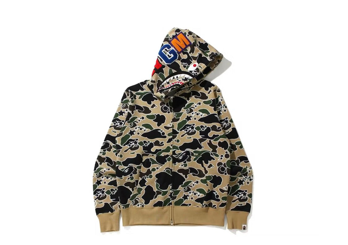 BAPE Sta Camo Shark Full Zip Hoodie Yellow
