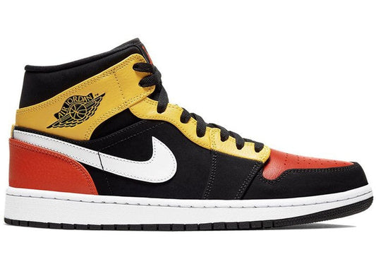 Jordan 1 Mid Black Amarillo Orange