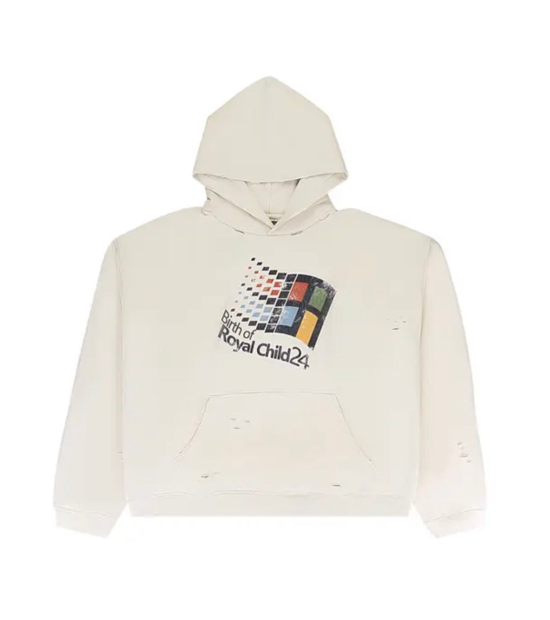 Birth Of Royal Child Windows24 Retro Distressed Hoodie 'White'