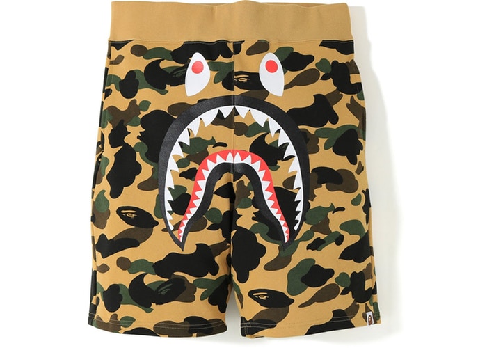 Bape 1st Camo Shark Sweat Shorts Yellow