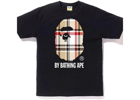 BAPE A Bathing Ape Check by Bathing Tee Black/Beige