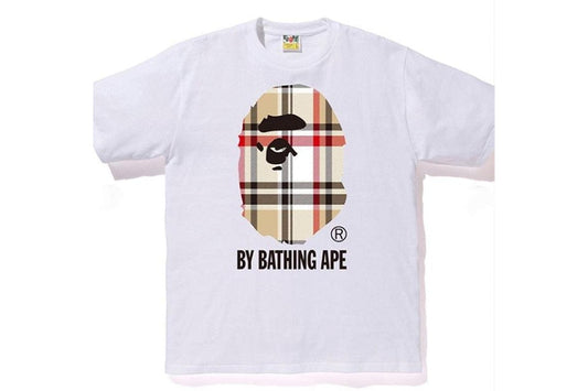 BAPE A Bathing Ape Check by Bathing Tee White/Beige