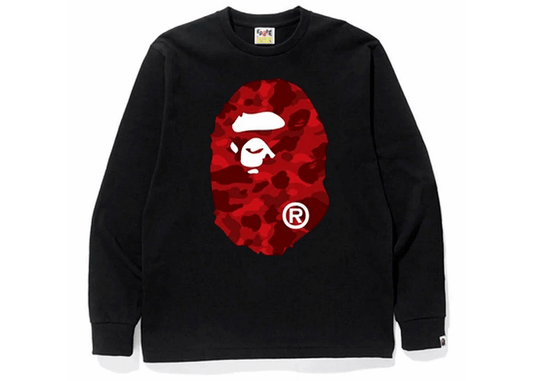 BAPE Color Camo Big Ape Head L/S Tee Black/Red/White