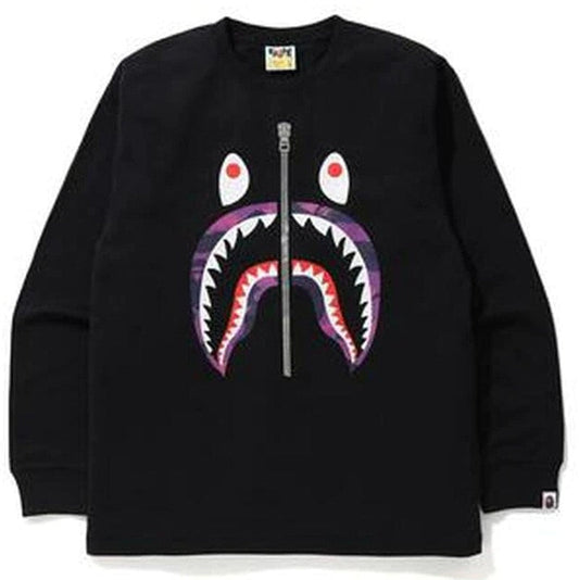 BAPE Color Camo Shark L/S Tee Black/Purple