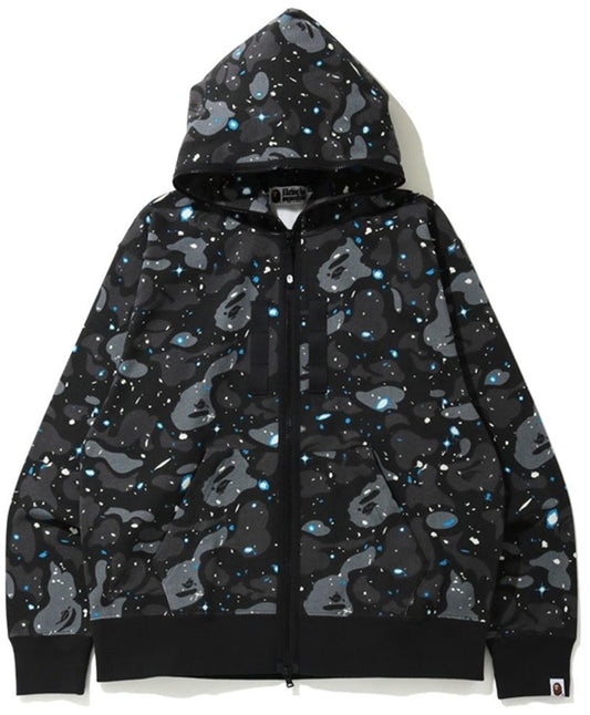 BAPE Relaxed Space Camo Full Zip Hoodie Black