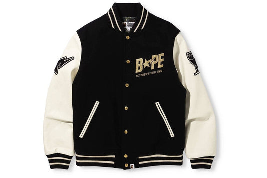 BAPE x OVO Varsity Jacket Black